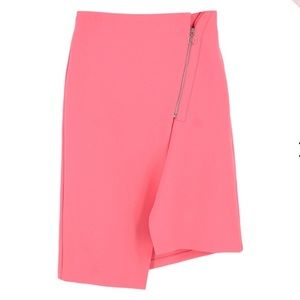 Topshop Neon Pink Asym. Zipper Wrap Skirt